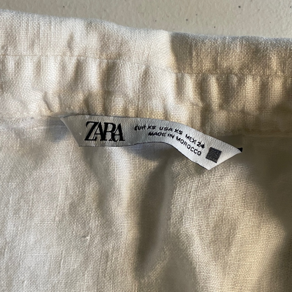 ZARA Collared Crop Cotton Short Sleeve Top Casual Lightweight Size‎ Xs - Picture 4 of 4